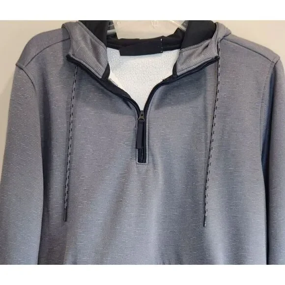 Under Armour Mens Size M ColdGear Hoodie 1/4 Zip Sweatshirt Gray Fleece Pullover - Picture 2 of 9